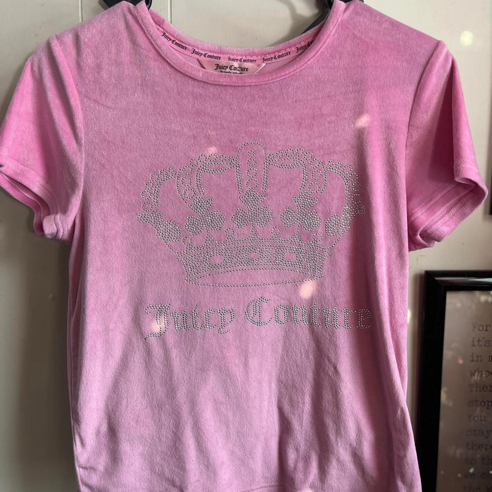 Juicy Couture pink rhinestone crown pajama tee #y2kfashion